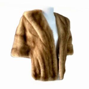 Steele-Litvin Furs of Boston Mink Wrap Vintage Tan Stole Womens Cape OS